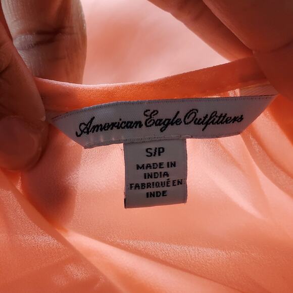 American Eagle Outfitters Orange Sheer Boho Top Size S - Picture 8 of 9